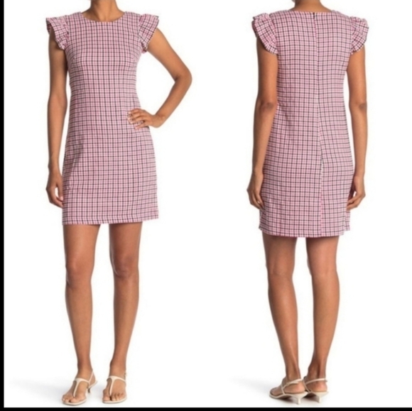 ELIZA J Gingham Ruffle Sleeve Shift Dress - Picture 1 of 15